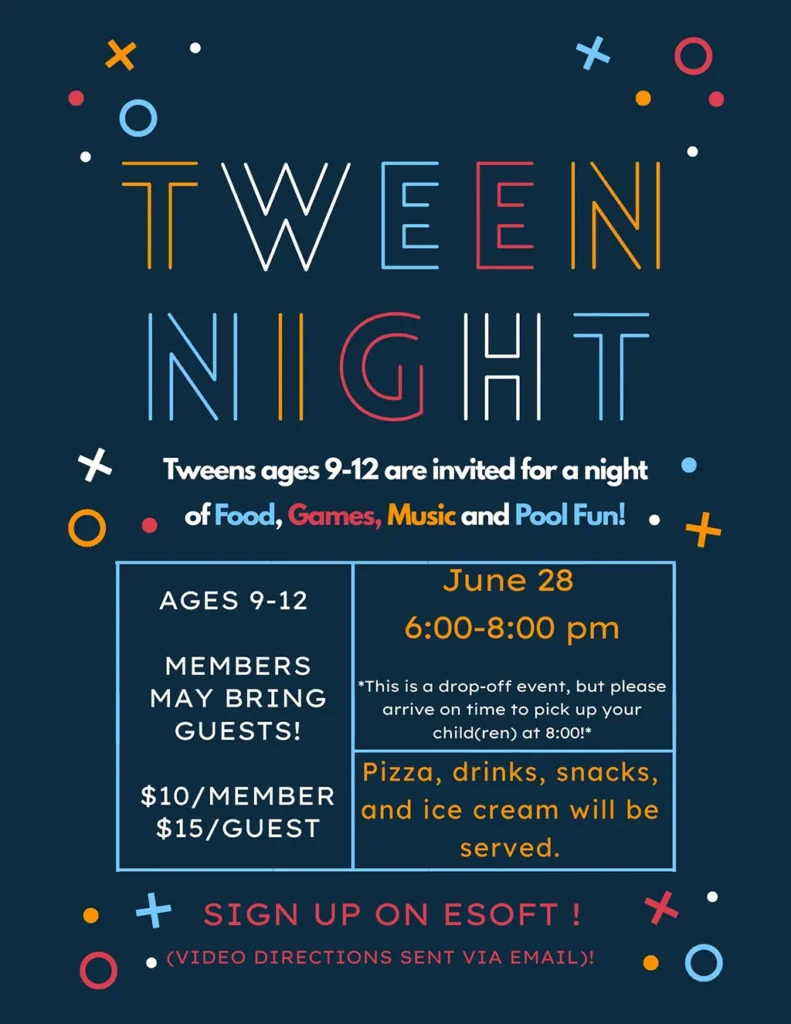 CSC Tween Night - Tweens ages 9-12 are invited for a night of food, Games, music and pool fun!